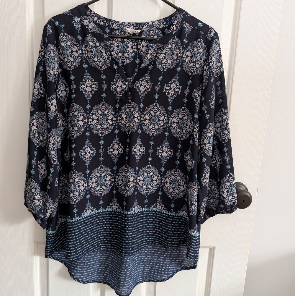0+0 Exclusively For Stitch Fix Women's Bohemian Long Sleeve Blouse Medium